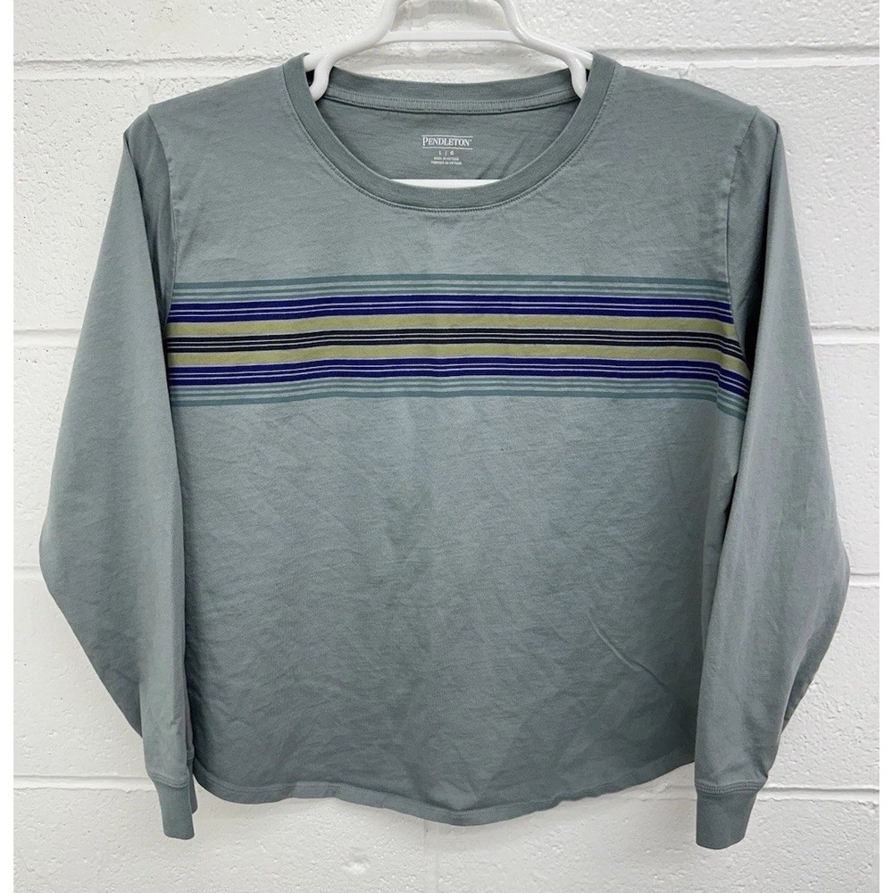 Pendleton Women's Striped Cropped Fit Long Sleeve Shirt / Size‎ Large